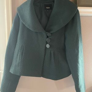 Mossimo Winter Short Waisted Shawl Neck Jacket Cute 3 Button Front Turquoise